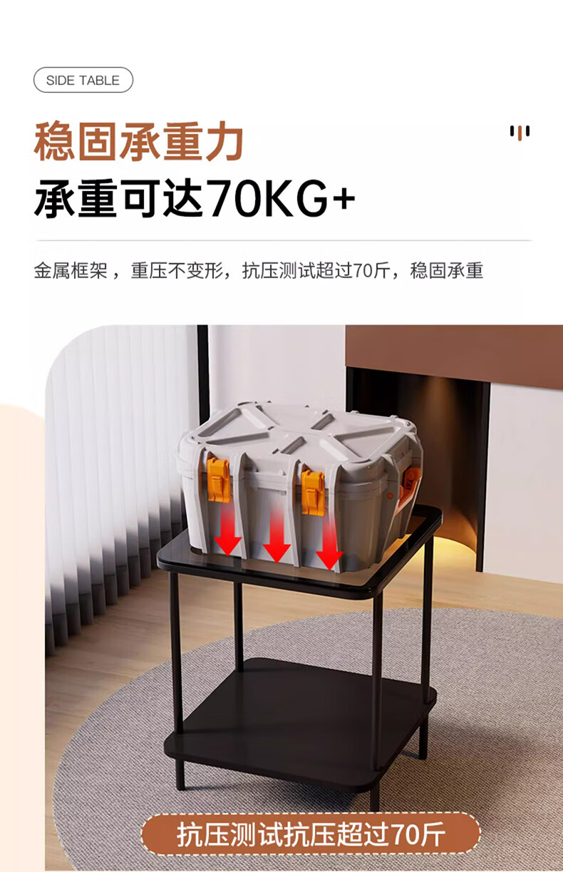 FENJIEXIAN Side Table, Coffee Table, Living Room Luxury Small Tea Table, Tempered Glass Tea Stand, Bedside Table, Double-Layer Storage Tea And Water Table 12