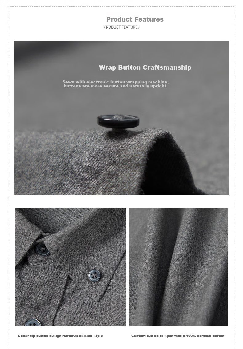 BLACKMONDAY Premium Pure Cotton Spun Long Sleeve Shirt for Men, Autumn And Winter All-Cotton Business Casual Formal Dress Shirt 8
