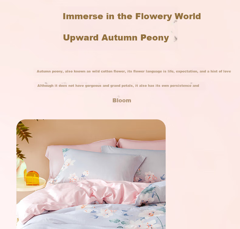 LOVO Lulaiafang Pure Cotton Four-Piece Bedding Set, Floral Pattern Bed Sheet And Duvet Cover, Double Bed Linen, 220*240cm 3
