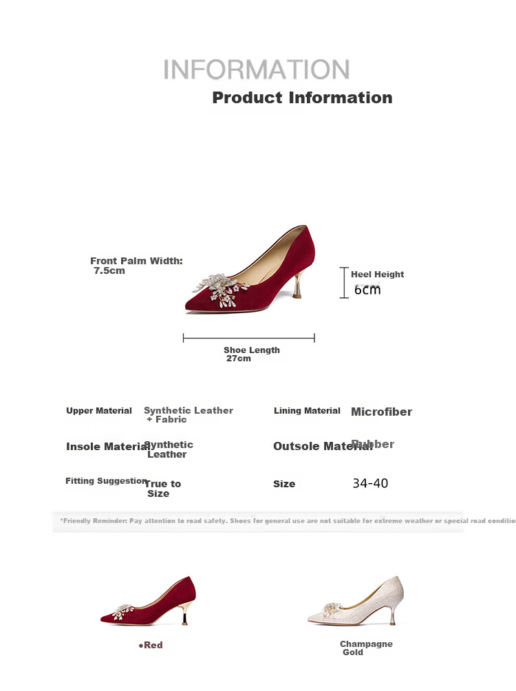 Josiny Red Wedding Shoes for Women, Spring 2026 New Season High Heels, Bridal Engagement Shoes, French Style Pumps, Xiuhe Wedding Dress Red, Size 36 6