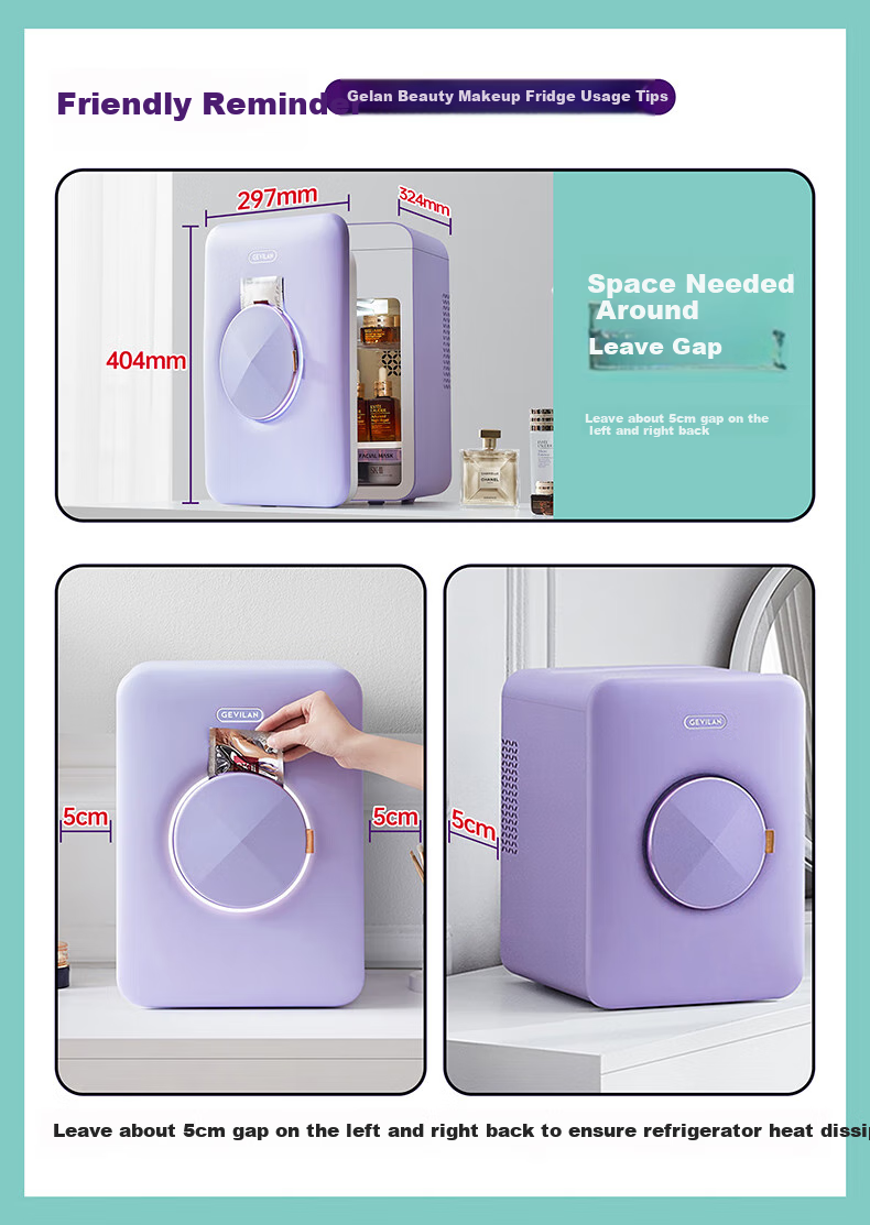 GEVILAN Beauty Refrigerator for Serum, Face Cream, Lipstick, Mask, Skincare Cosmetics, Cold Storage, Preservation And Organization, Special Mini Fridge, Gift for Girlfriend, Wife, Best Friend, Birthday Present, F2 White 4
