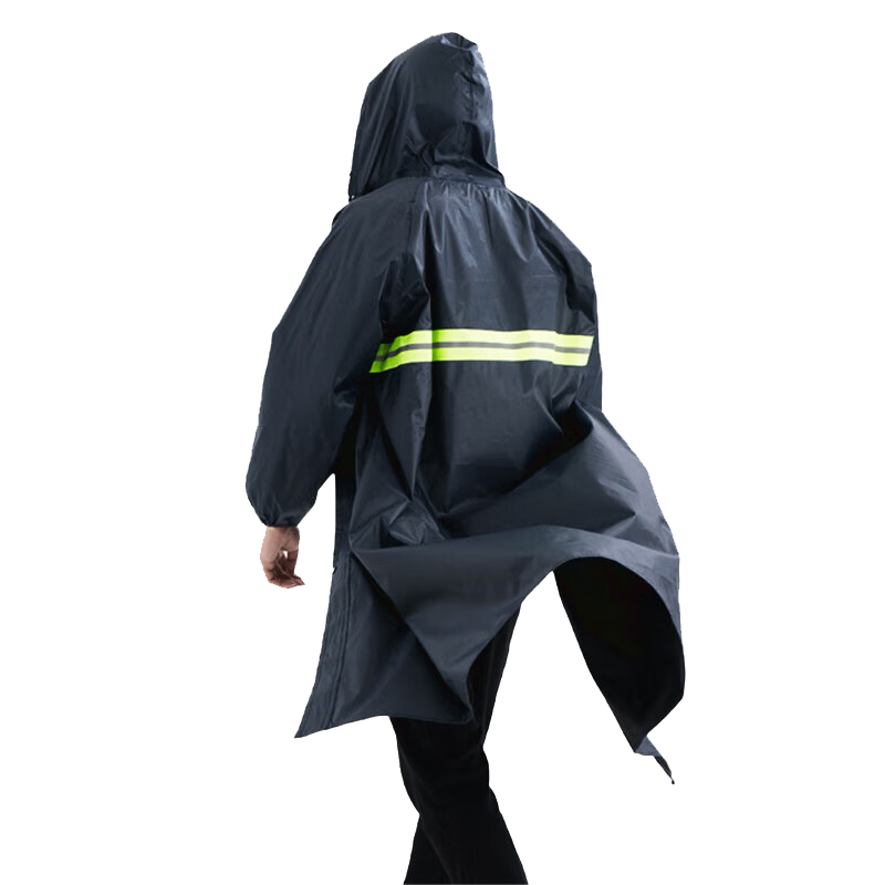 BAIGE One-Piece Raincoat Oxford Fabric Single-Layer Long Raincoat with Reflective Strips Black One Size CW829095