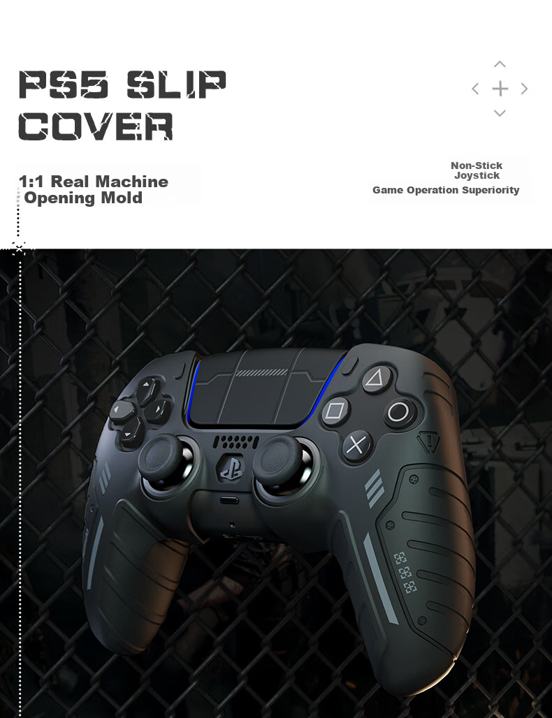 Jemdo Silicone Protective Case for PS5 Controller Slim, Anti-Slip, Sweat-Resistant, Compatible with DualShock Controller, Touch Control Stickers, And Accessories [Mechanical Purple] 7