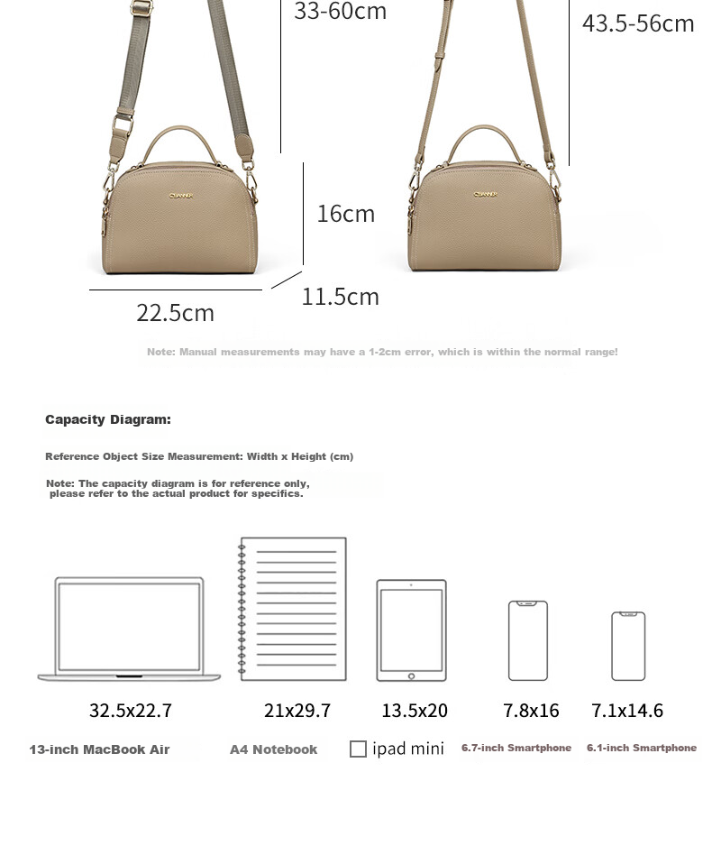 C.BANNER Top-Grain Leather Handbag for Women, Crossbody Bag, Shoulder Bag, Tote Bag, Brand Birthday Gift for Girlfriend on May 20 4