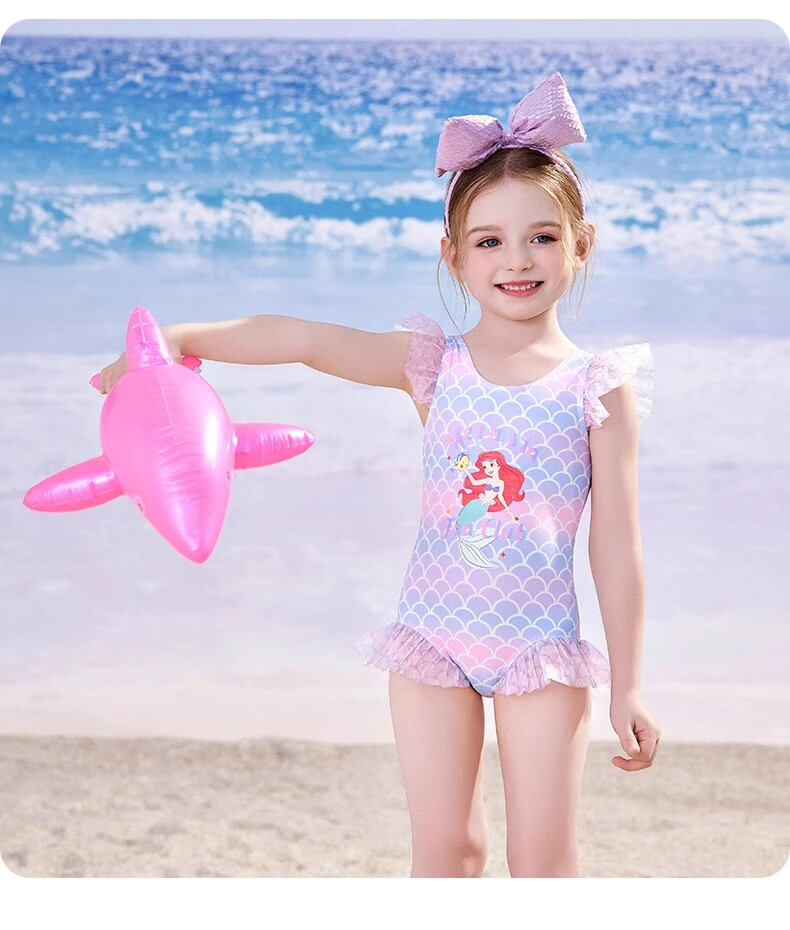Dishini Girls' One-Piece Swimsuit for Children And Toddlers, Ages 3-6, D35047 Gradient Mermaid Design, Size 110 3