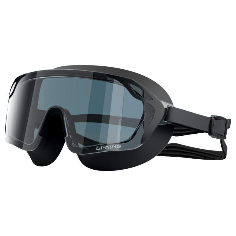 Li-Ning Swimming Goggles, High-Definition Anti-Fog Large Frame Myopia Swim Glasses, Adult Unisex Fashionable Diving Goggles, 2064 Black, -5.00 Diopters