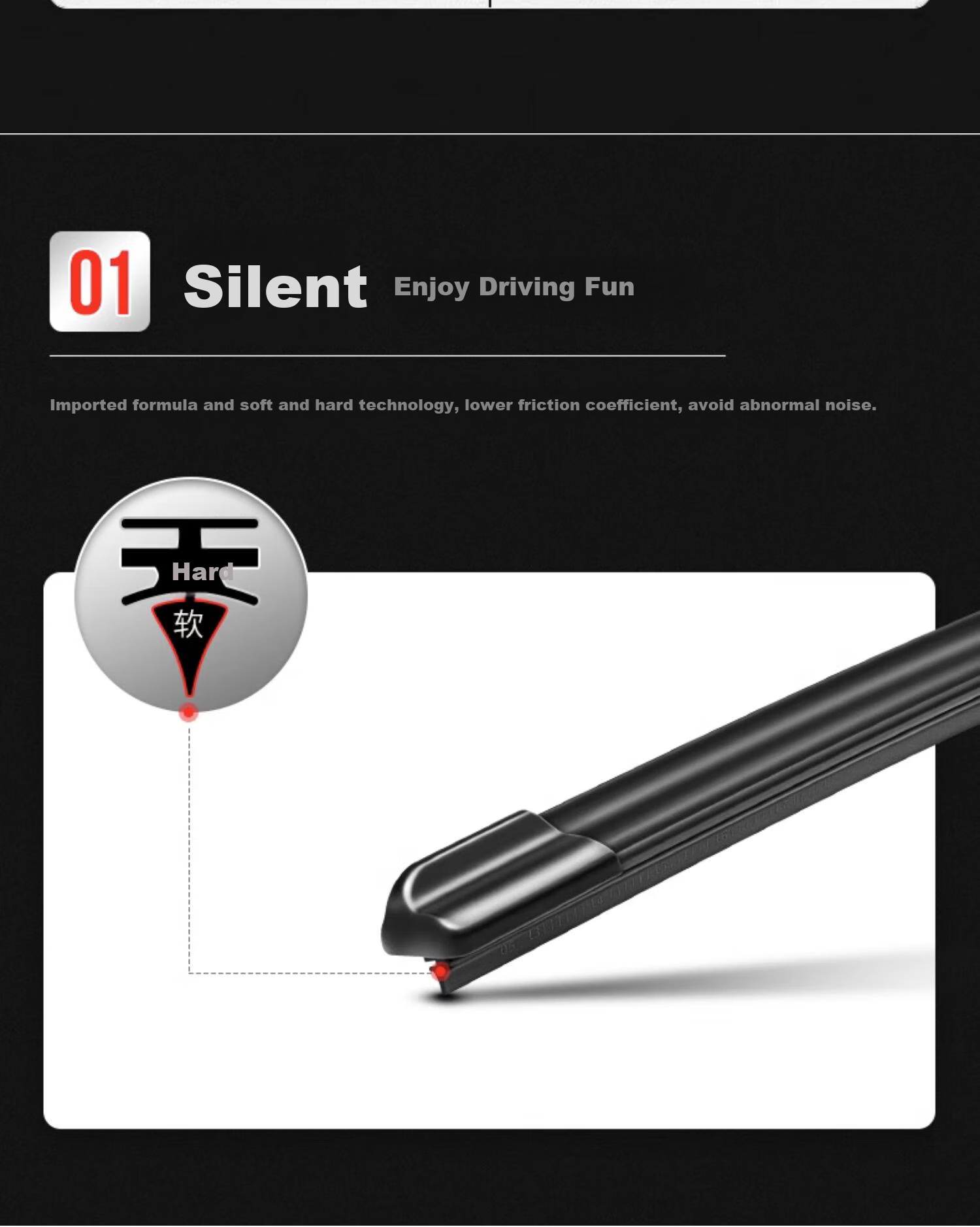 OBOSH Boneless Car Wiper Blades, Silent Natural Rubber Strips for Ford Mondeo Zhisheng/2019-2026 Models 11