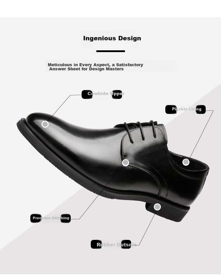 Qiangren Large Size Business Formal Leather Shoes, High-Quality Top-Grain Cowhide Derby Shoes for Men, JDA037003, Black, Size 45 3