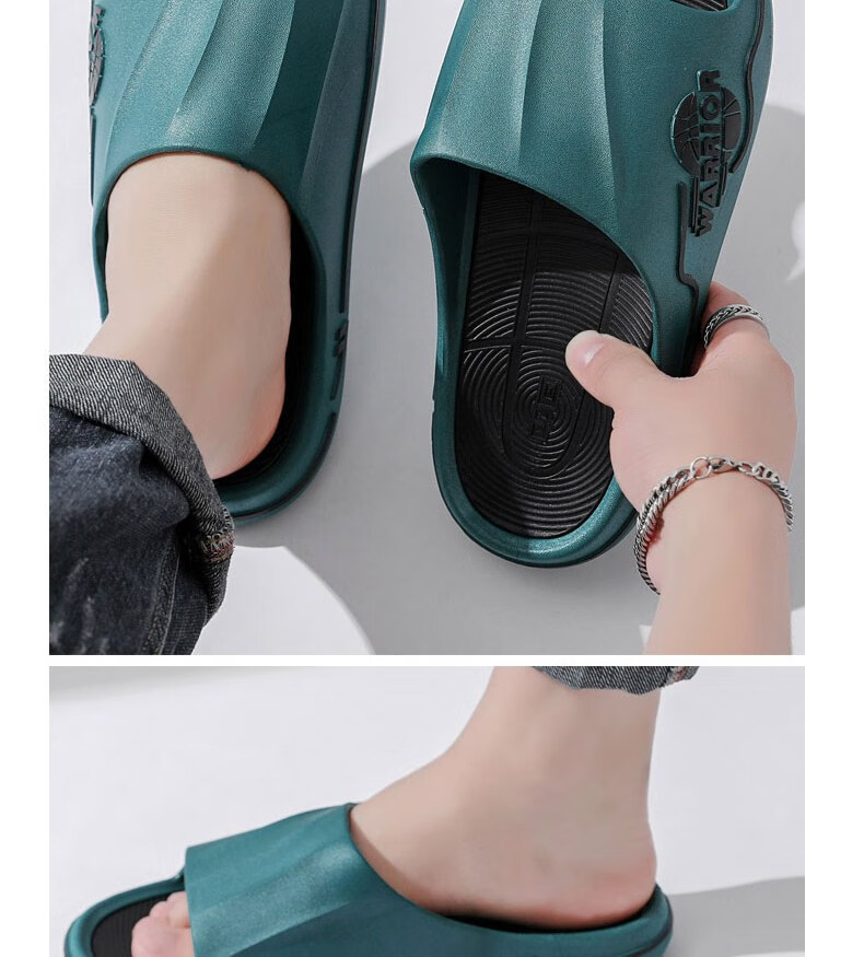 Huili Sports Slippers for Men, Indoor And Outdoor Wear, Comfortable Bathroom Soft Cushioning Non-Slip HL3986 Dark Green Black Size 44-45 25