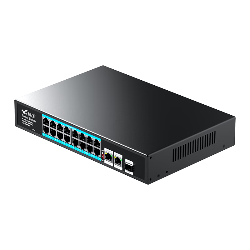 Huigu Gigabit 19-Port POE Switch, 16 Gigabit POE + 2 Gigabit Ports + 1 SFP Optical Port, Camera AP Network Cable Power Supply Switch Splitter HG-1018FP