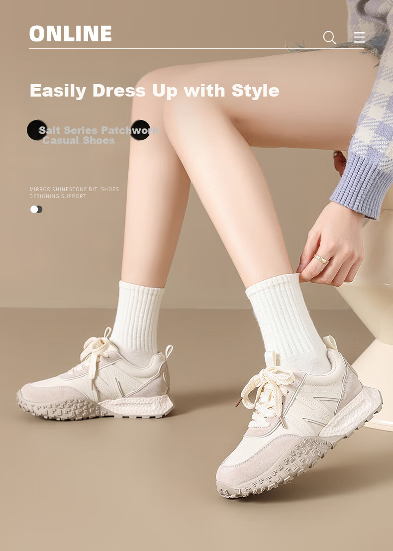 ZHR Women's Casual Shoes with Thick Soles, Fashionable And Versatile Spring And Autumn Women's Shoes, Trendy Simple Dexun Shoes for Women, QS26 Beige, Size 35 1