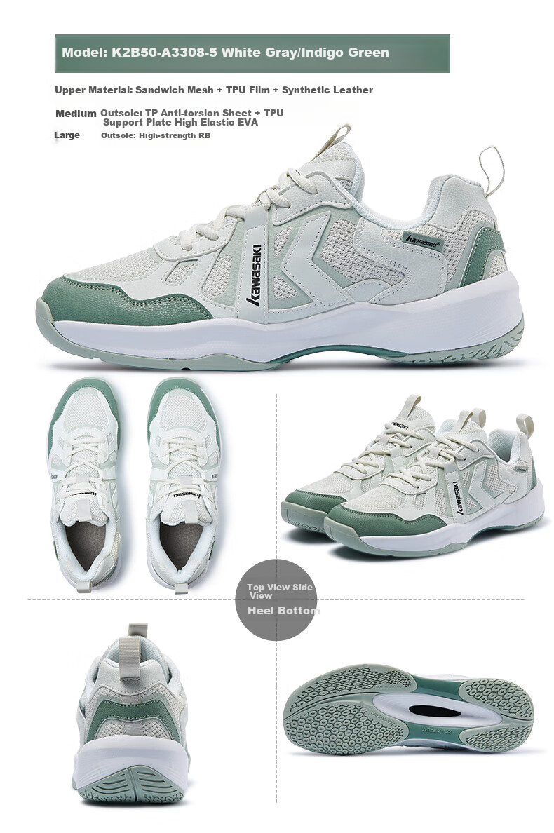 KAWASAKI Badminton Shoes Retro Style for Men And Women, Non-Slip Wear-Resistant Professional Sports Shoes A3308 Chanshi Gray 35 16