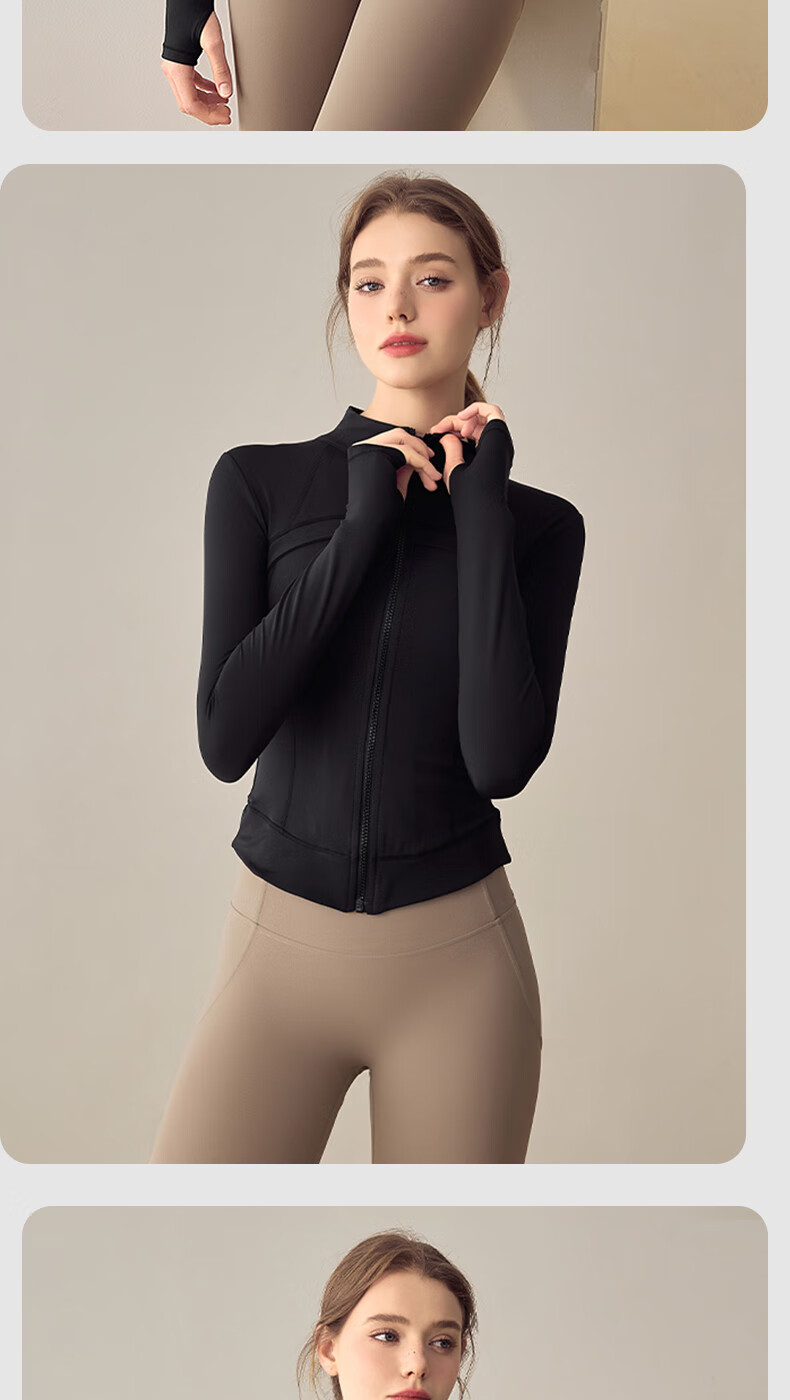 BOPRUIEY Women's Short Jacket, Spring And Summer Yoga Wear, Long-Sleeve Zip-Up Top, Skin-Friendly, Naked Feel, Slim-Fit Sports Coat for Outer Wear 16