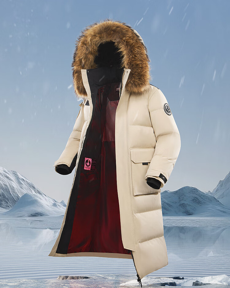 BOSIDENG Extreme Cold Goose Down Jacket Unisex Couple Thickened Long Winter Coat with Large Fur Collar 17