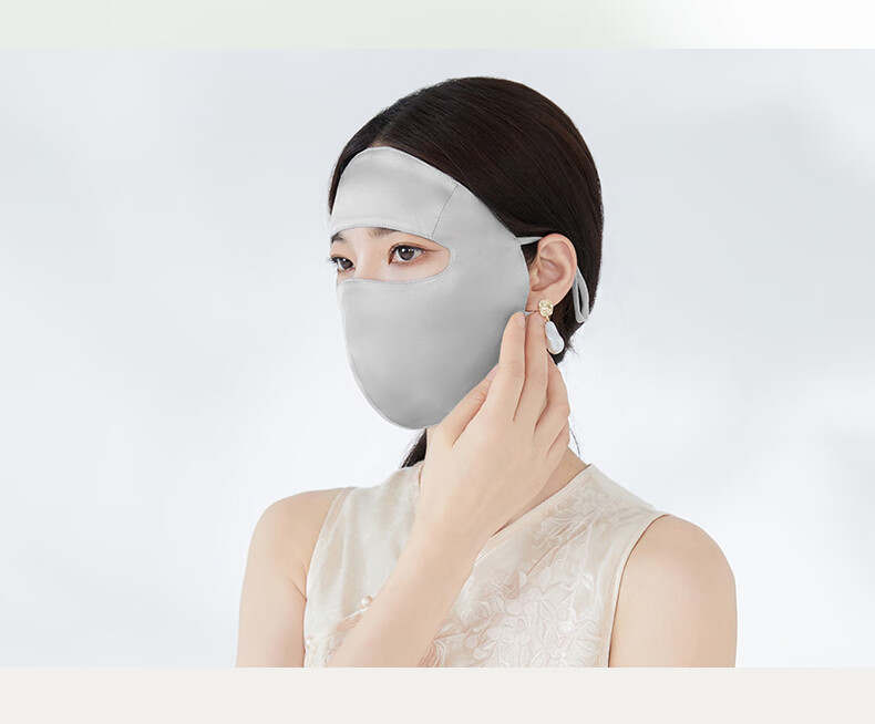 FANCET 100% Mulberry Silk Sun Protection Face Mask for Women Spring Summer Full Face UV Protection Sunshade Mask Eye Protection Facekini 14