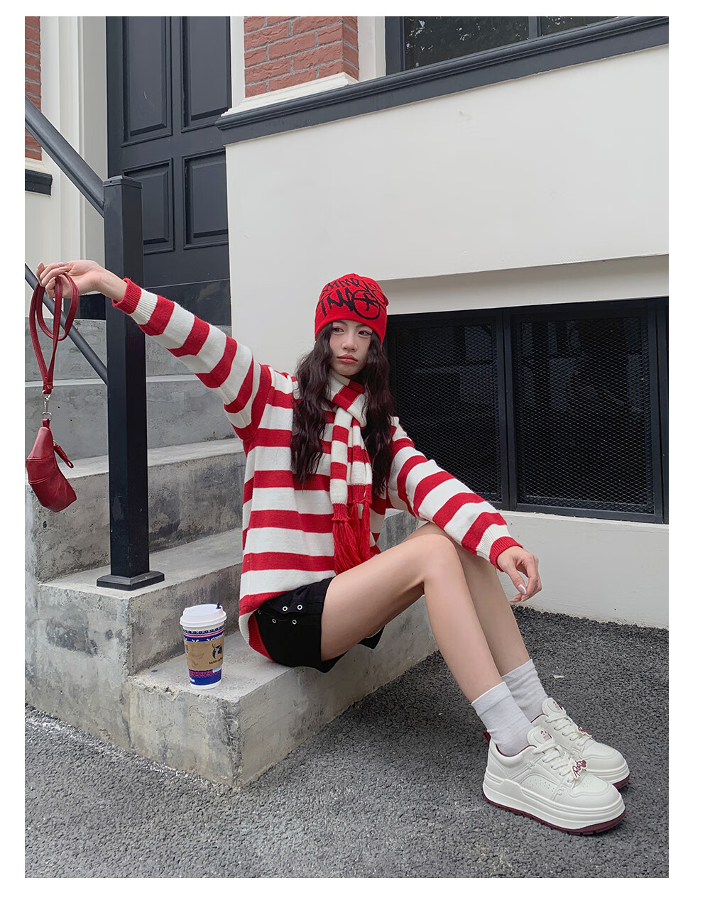Josiny Thick-Soled White Sneakers for Women, Spring And Autumn 2026 New Style Soft Sole Board Shoes Versatile Breathable Sports Casual Shoes Beige/red 37 18