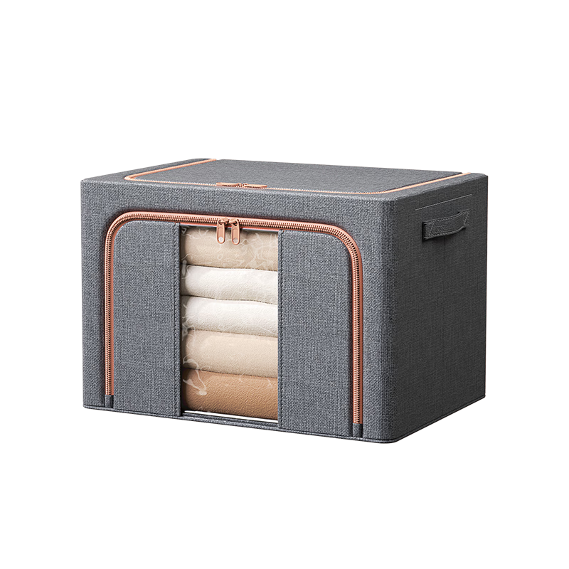 Bonnie Home Large Foldable Fabric Clothes Storage Box Waterproof Gray with Handle 66L