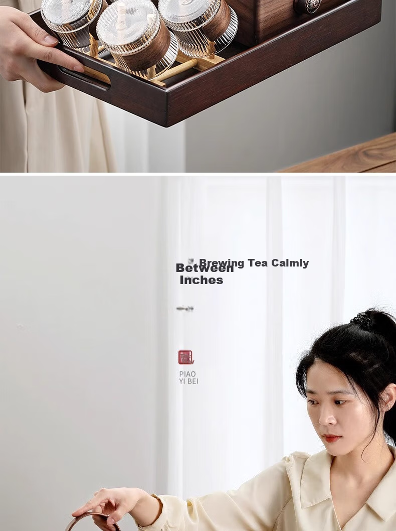 Shangyanfang Walnut Wood Tea Maker, Small Office Single-Person Glass Teapot, Water Kettle, Home Tea Brewing Set 2