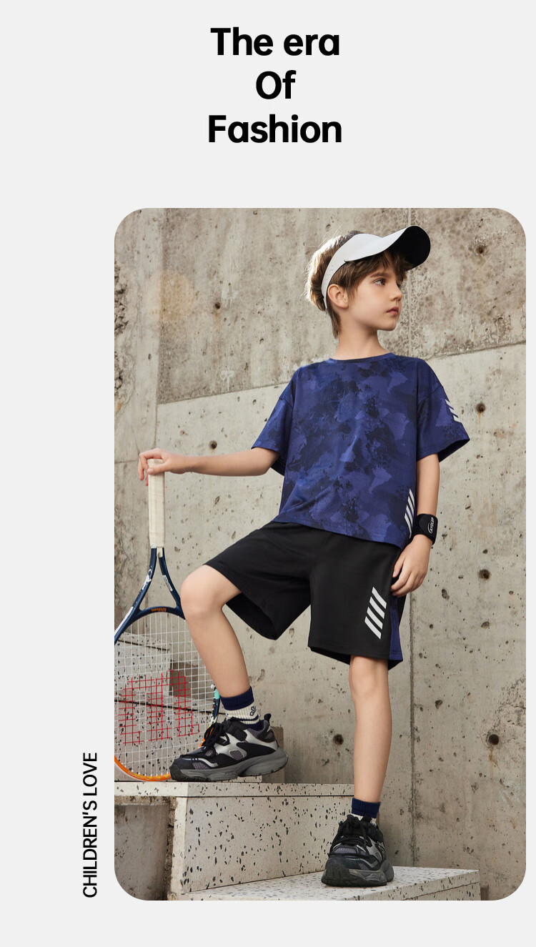 ASK JUNIOR Children's Clothing Set, Boys' Summer Thin Breathable Short-Sleeve T-Shirt And Shorts, Sports Running Two-Piece Set, Tennis Outfit 21