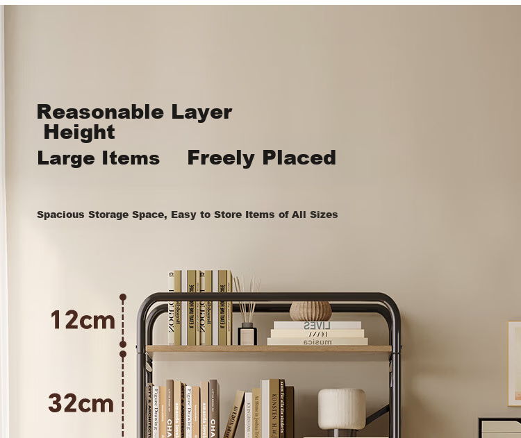 Yicainianhua Internet-Famous Bookshelf, Floor-Standing Storage Rack, Mobile Metal Steel-Wood Storage Shelf, Printer Stand 4387 - with Mobile Wheels 8