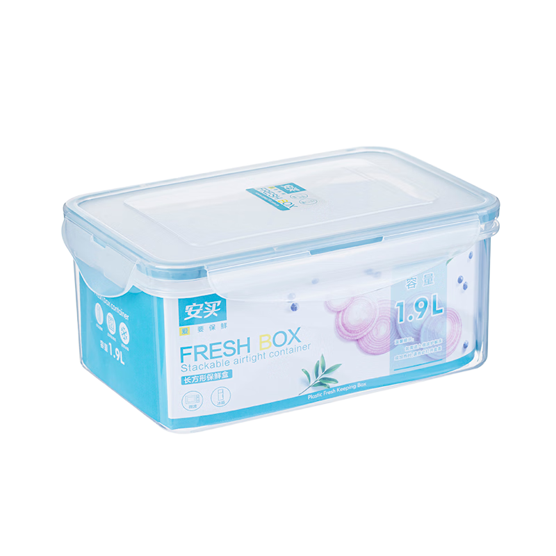 Anmai Food-Grade Plastic Storage Container 1.9L, Refrigerator Food Container, Microwave-Safe Lunch Box, Sealed Meal Box AM2504