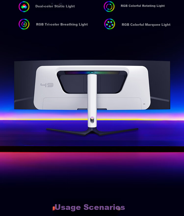 HKC 49-Inch QD-OLED Curved 5K, 240Hz Ultra-Wide Gaming Screen, HDR400, Hardware Low Blue Light, 10bit, E-Sports Type-C 90W, Rotatable And Height-Adjustable Monitor GS49UK 22