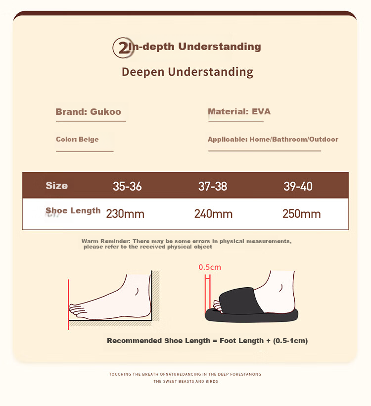 Gukoo Women's Summer Slippers, Zootopia Crocs-Style Shoes, Indoor Wearable, Non-Slip Thick-Soled Beach Sandals, Beige, Size 39-40 8