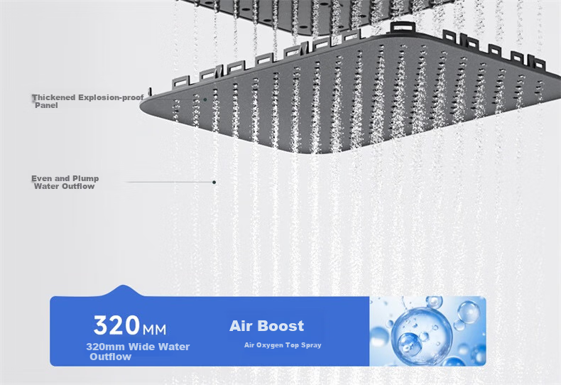 ARROW Shower Head with Large Storage Square Tube, White Bathroom Full Copper Piano Key Shower Head AE34191MZMKW2 18