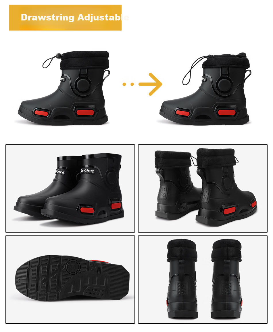 SooGree Men's Short Rain Boots, Lightweight And Stylish, Non-Slip, Wear-Resistant, Waterproof Work Shoes for Fishing 4
