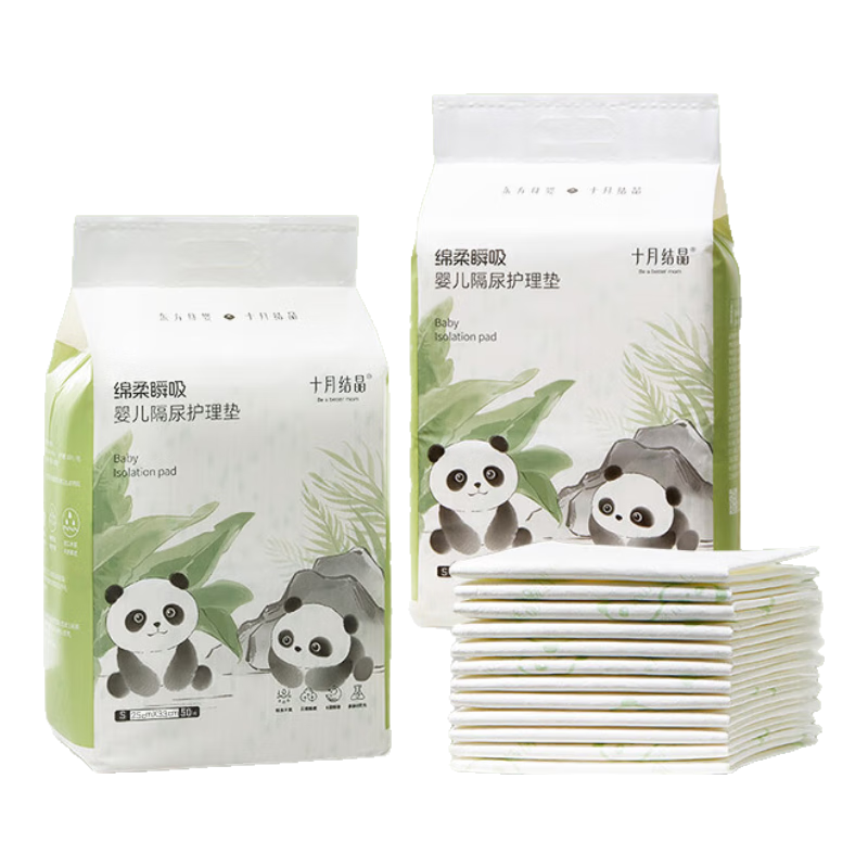 Shiyuejiejing, Soft And Thin Disposable Diaper Changing Pad, 100 Pieces, Size S, Non-Washable, Disposable Baby Diaper Pad, Nursing Pad, Xiaoxiongmao