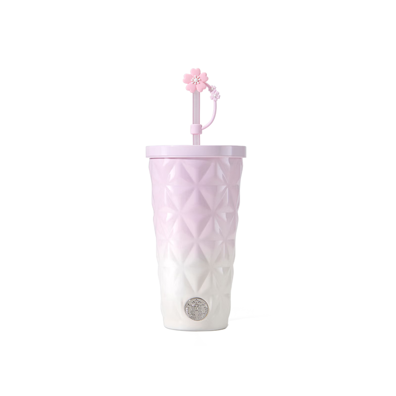Starbucks Sakura Spring Bloom Stainless Steel Straw Cup 590ml (with Straw Plug) Cold Water Coffee Cup Valentine's Day Gift