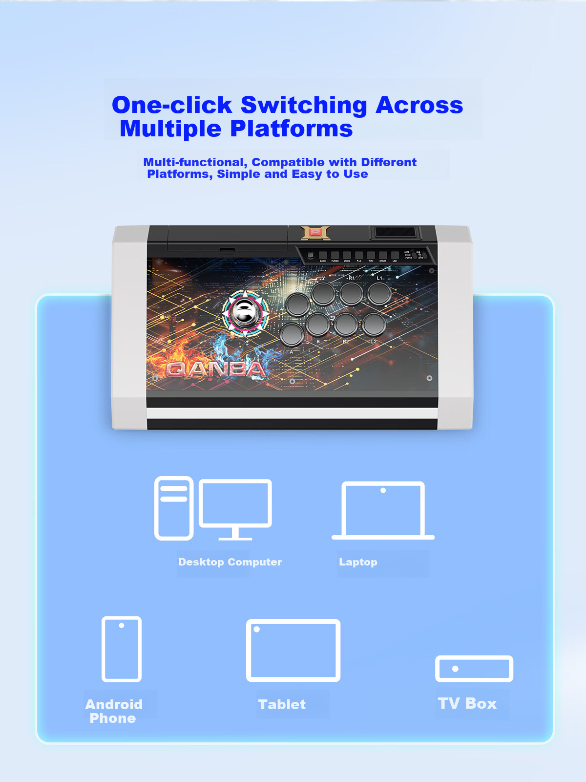 QANBA Q3 Obsidian Arcade Stick Multifunctional Version Game Controller Compatible with PS3, PC, PC Switch2 Fighting Games 97 Steam Street Fighter 6 Iron Fist 8 Wolf Fang Legend 9