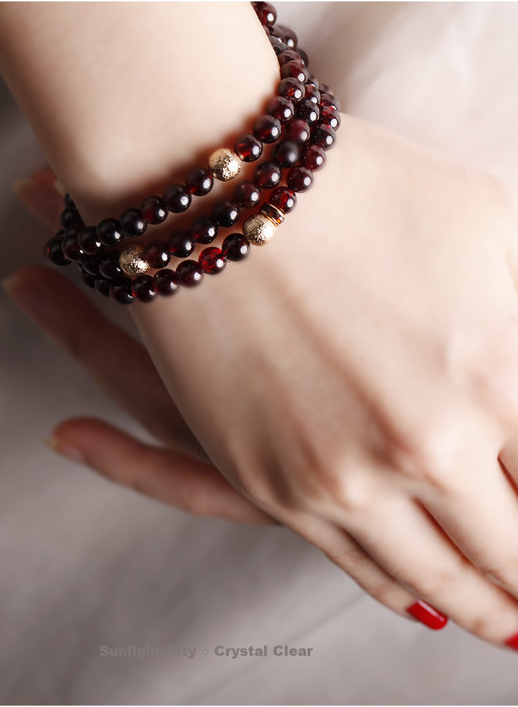 Fenghuangniepan Natural Genuine Garnet Bracelet for Women with Lucky Beads, Multi-Strand Bracelet, Birthday Gift for Mom And Elders, Practical And High-End 5