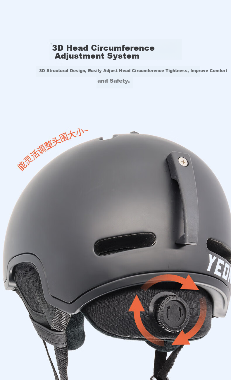 YEON Ski Helmet Ski Protective Gear for Single And Double Board Equipment, Unisex Warm Anti-Collision Impact-Resistant Breathable NP1-5201S 4