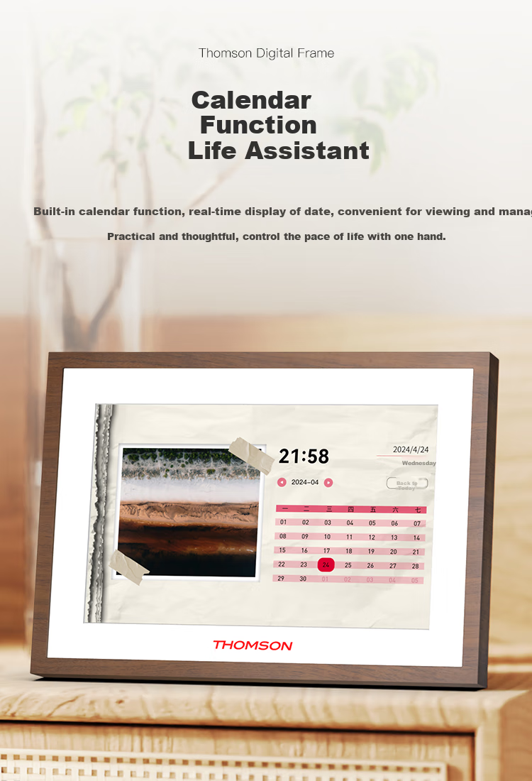 THOMSON, 10.1-Inch High-Definition Electronic Photo Album, Touchscreen Digital Frame, Smart Display Screen, Picture And Video Remote Transfer, Customizable Logo, 1001p 8