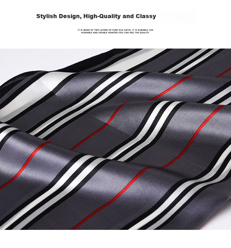Hangsifu Silk Scarf, Neck Protection Mulberry Silk Small Square Scarf, Business Necktie, Birthday And Holiday Gift for Dad Or Husband, Gray-Orange 10