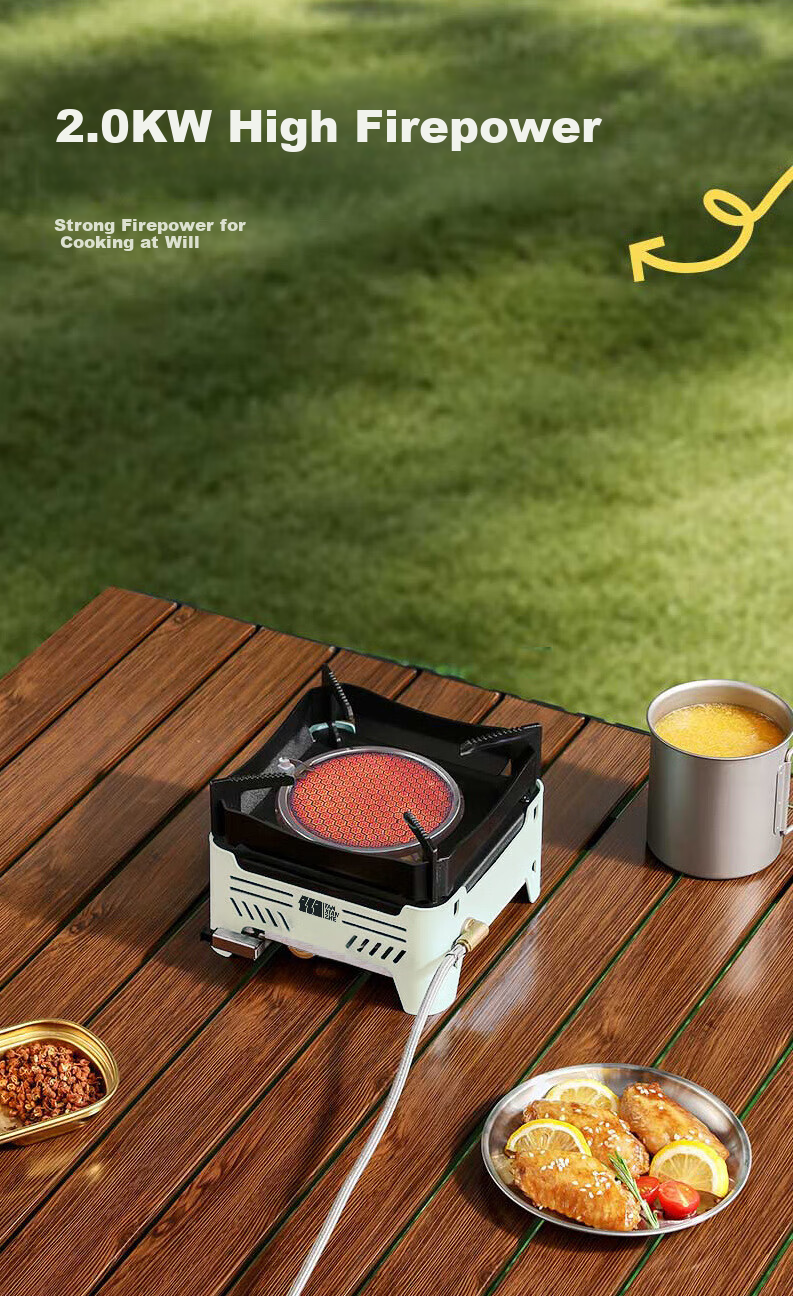 TAN XIAN ZHE Outdoor Cassette Stove Camping Stove Picnic Cookware Tea Brewing Infrared Windproof Split Cassette Stove 8
