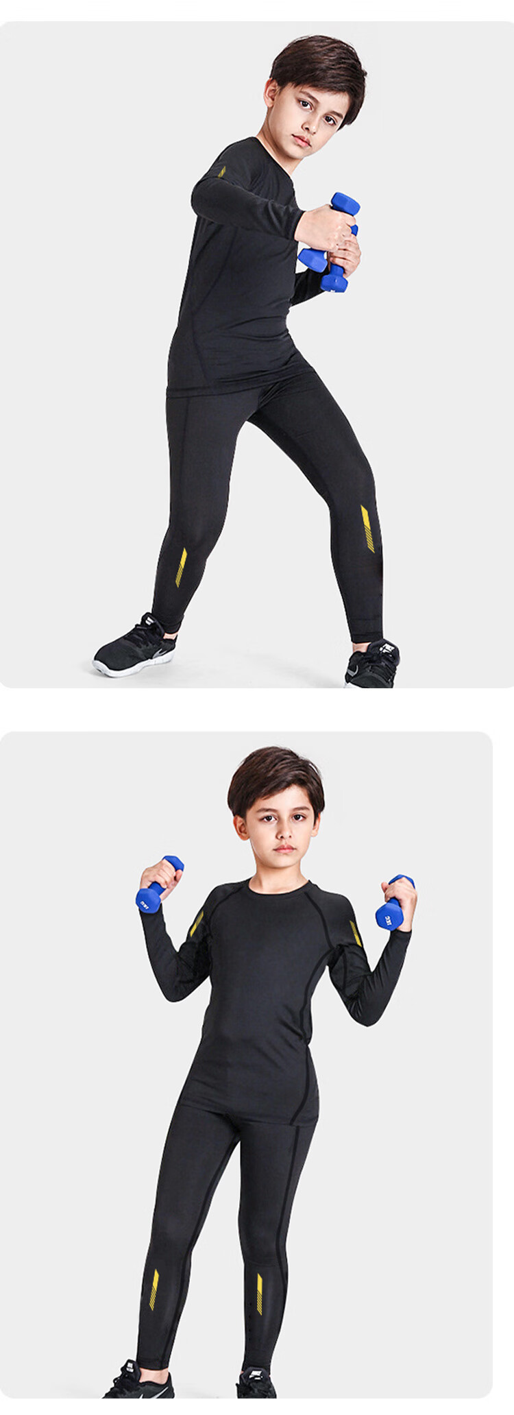 Fandimu [Children's Sports Set for Boys And Girls], Tight-Fitting Training Shirt, Running Suit for Teenagers, Fitness Wear, Badminton Outfit 6