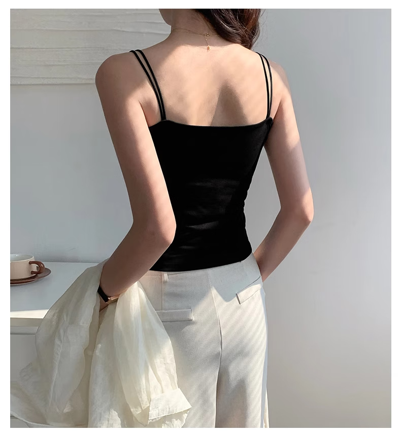 NOME Women's Camisole Tank Top with Built-In Bra Pads, Backless Design for Layering Or Outer Wear, White [Padded Version], Size S 11