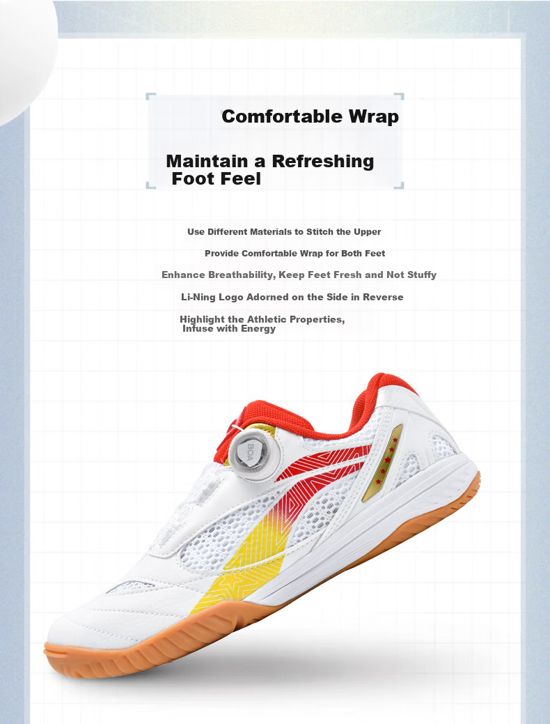 Li-Ning Table Tennis Shoes for Men And Women, Eagle Eye 2.0 PE Badminton Shoes, Professional Training Non-Slip Shock-Absorbing Sports Shoes, Size 41 2