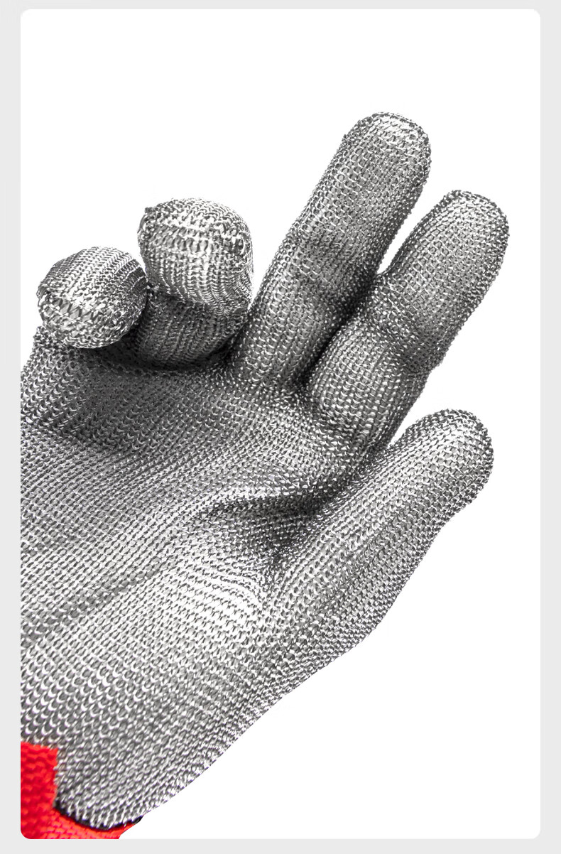 NXG Cut-Resistant Glove A8 Grade Pure Steel Wire Anti-Cut and Anti-Puncture Stainless Steel Metal [Single Piece] X35 5