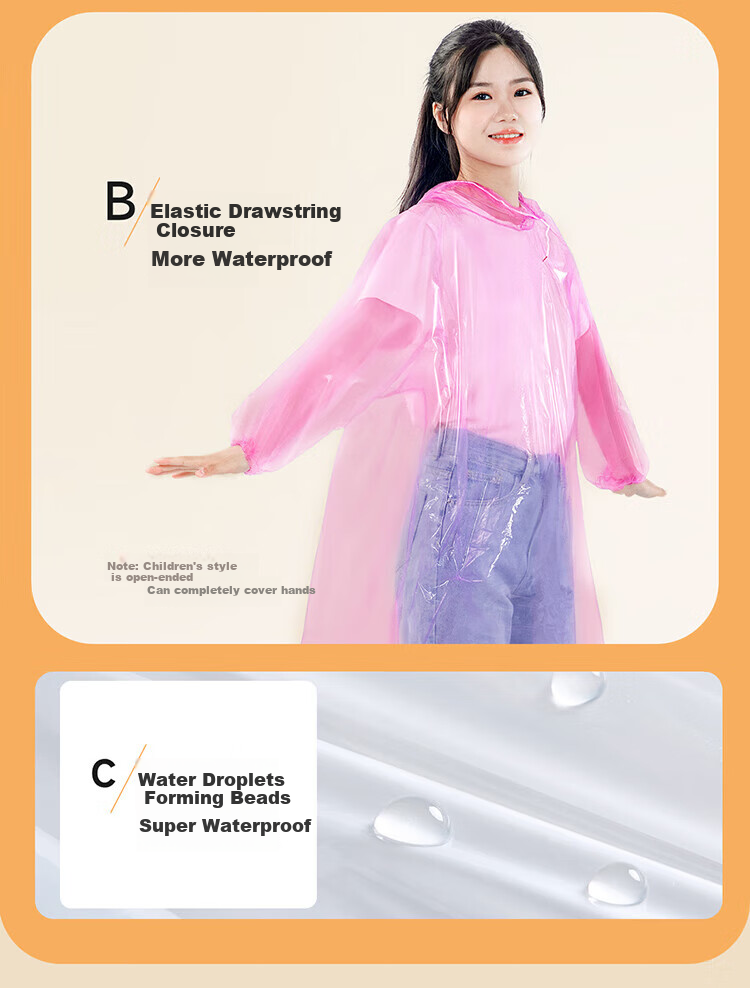 BADIGAO Disposable Raincoat for Children, Thickened Card-Style Long Full-Body Storm Protection, Transparent Rain Poncho for Students' School Commute, Hiking And Cycling 4