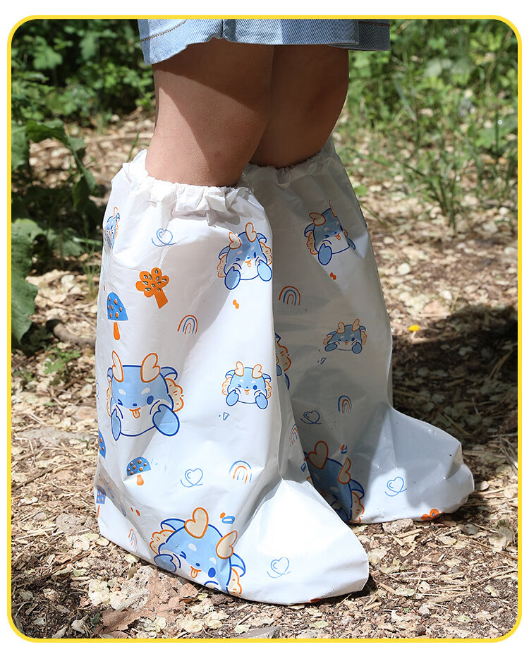 KUMBAZZ Children's Shoe Covers, Thickened And Extended Rain Shoe Covers, Waterproof Foot Covers, Non-Slip Disposable Rain Boots for Children, 5 Pairs 7
