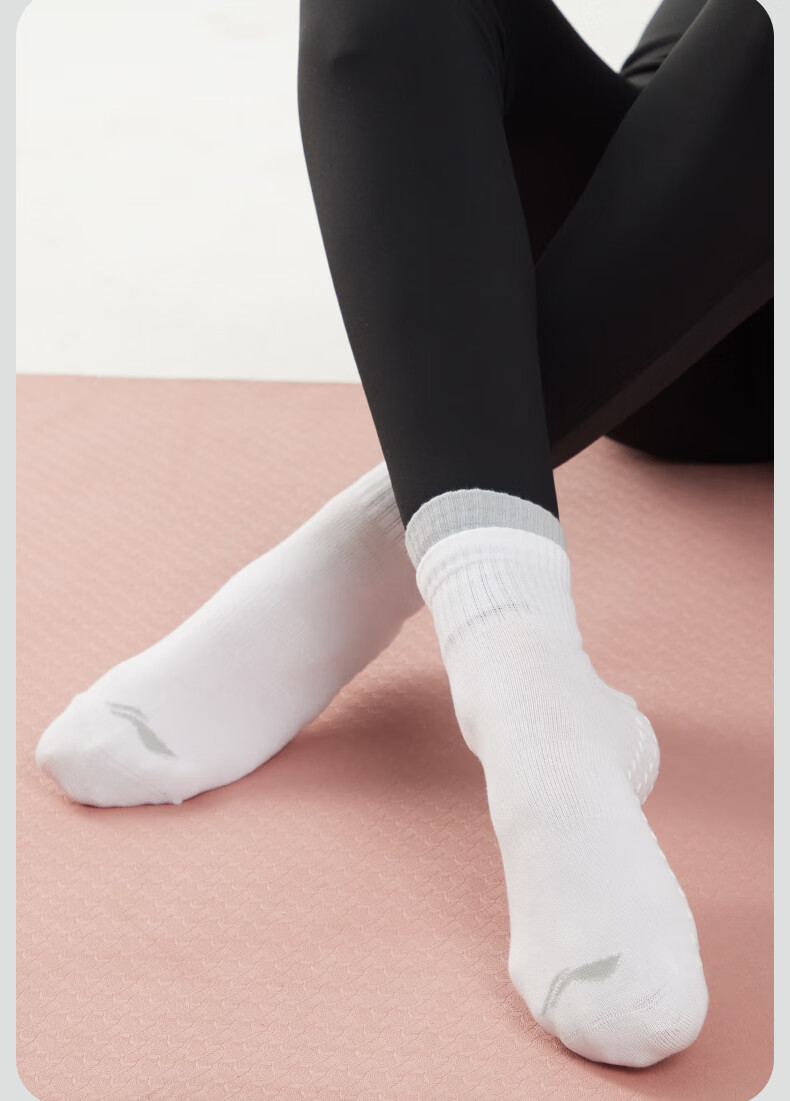 LI-NING Yoga Socks Pilates Socks Non-Slip Floor Socks Women's Professional Sports Fitness Aerobics Adult Cotton Sports Socks 8