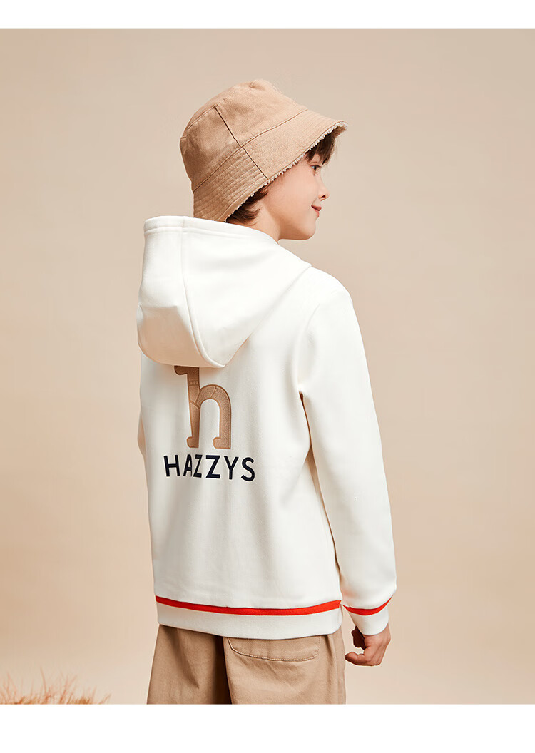 HAZZYS Brand Boys' Sweatshirt, New Winter Style, Comfortable Soft Elastic Hoodie, Off-White, Size 105 7