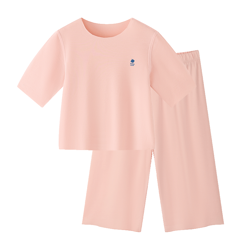 Babycare Children's Pajamas Youkesi Thin Baby Home Wear Set [Spring And Summer Style], Peach Milk Pink, 110