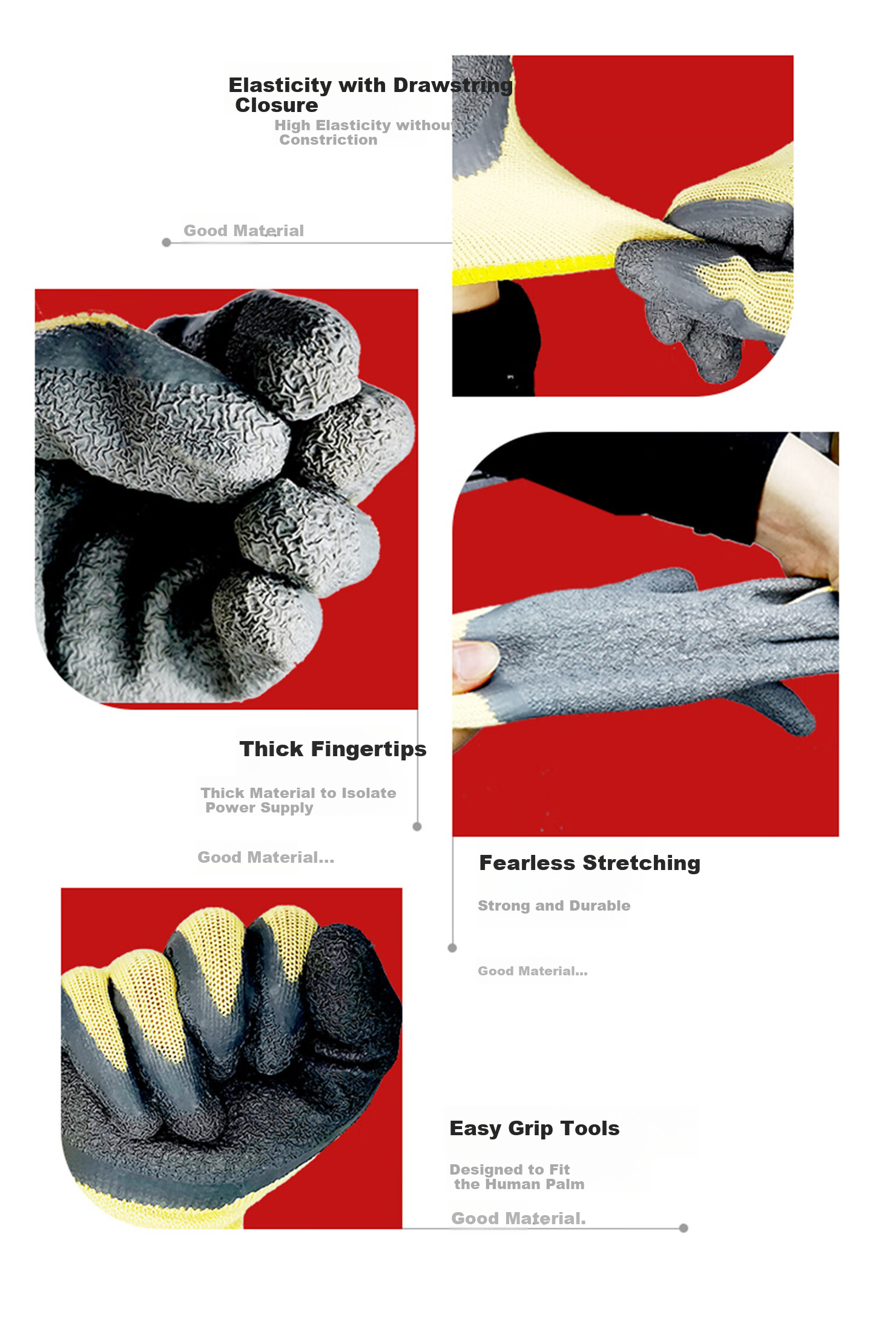 Hengju Insulation Gloves, 400V Electrical Work Gloves, Low-Voltage Anti-Electric Shock Specialized, Electric Shock-Resistant, Wear-Resistant, Non-Slip Coated Gloves 15