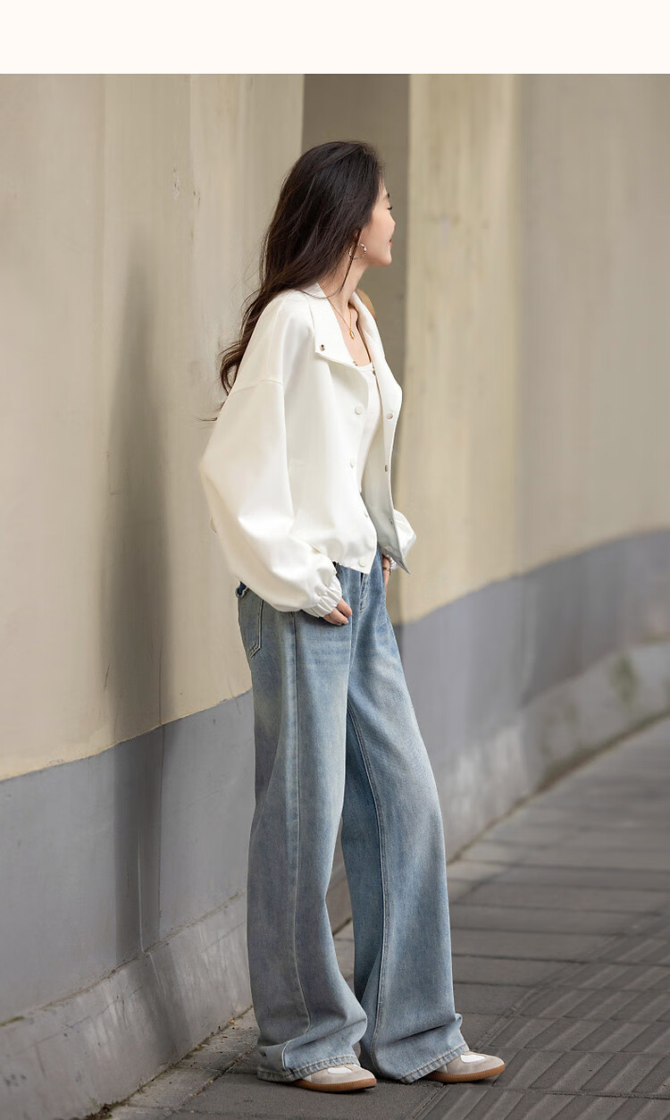 Dme [Minimalist Outfit] Spring High-Count High-Density Pique Mesh Stand Collar Four-Button Elastic Hem Short Women's Jacket 9