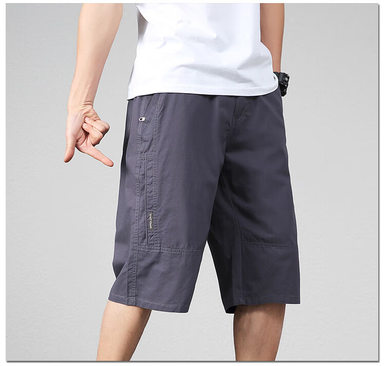 RED DRAGONFLY Men's Summer Pure Cotton Workwear Comfortable and Breathable Seven-Point Sports Shorts Black 4XL 8