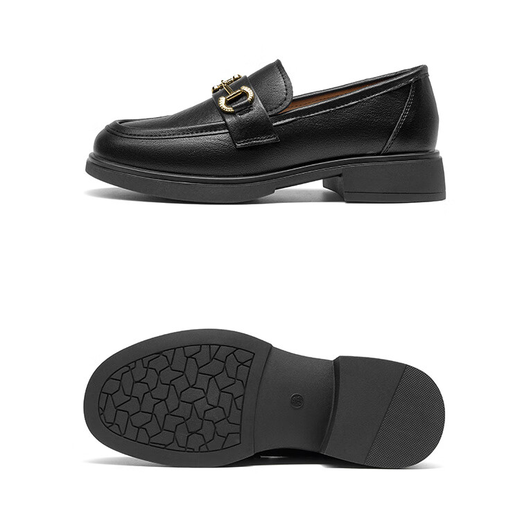 Dadong Women's Loafers 2025 Spring Autumn New Thick Mid Heel Slip-On Round Toe Buckle Leather Shoes Q0152 4